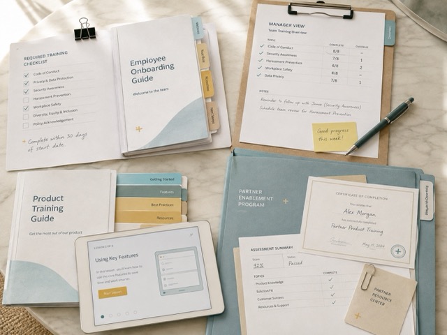 Training materials for employees, managers, customers, and partners