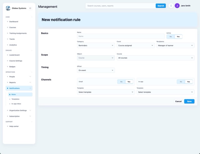 Brainificent course setup workflow